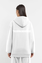 Oversized Tonal Back Print Hoodie - White
